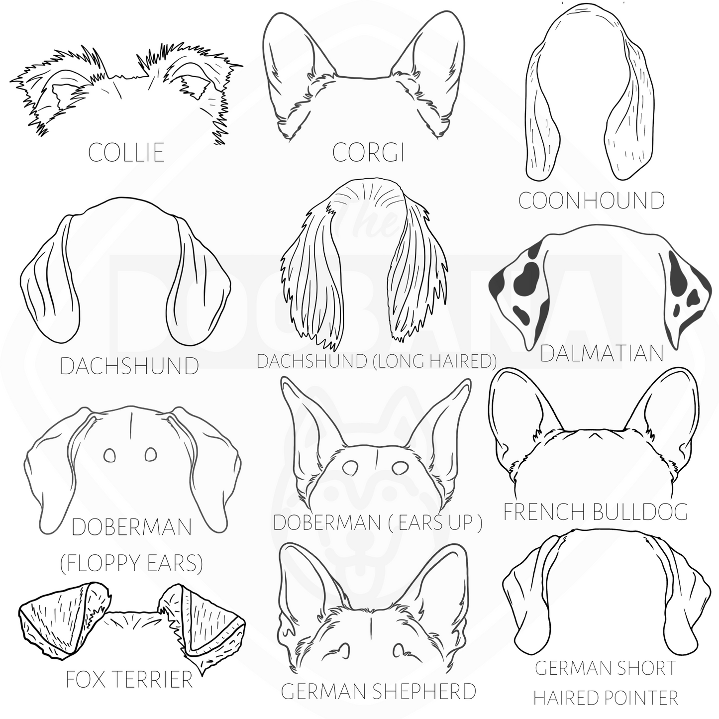 Pink Dog and Cat Ears Outline Crewneck