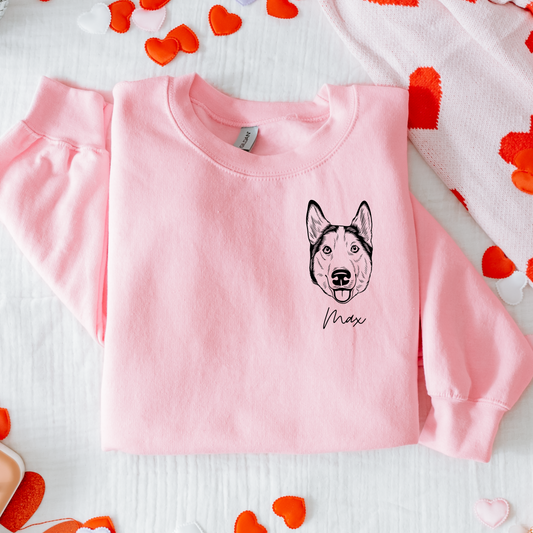 Pink Custom Pet Portrait Crewneck