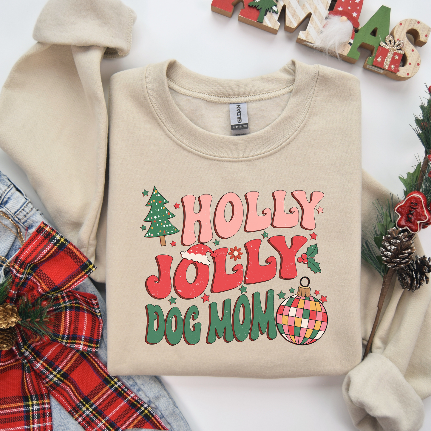 Holly Jolly Dog Mom Crewneck