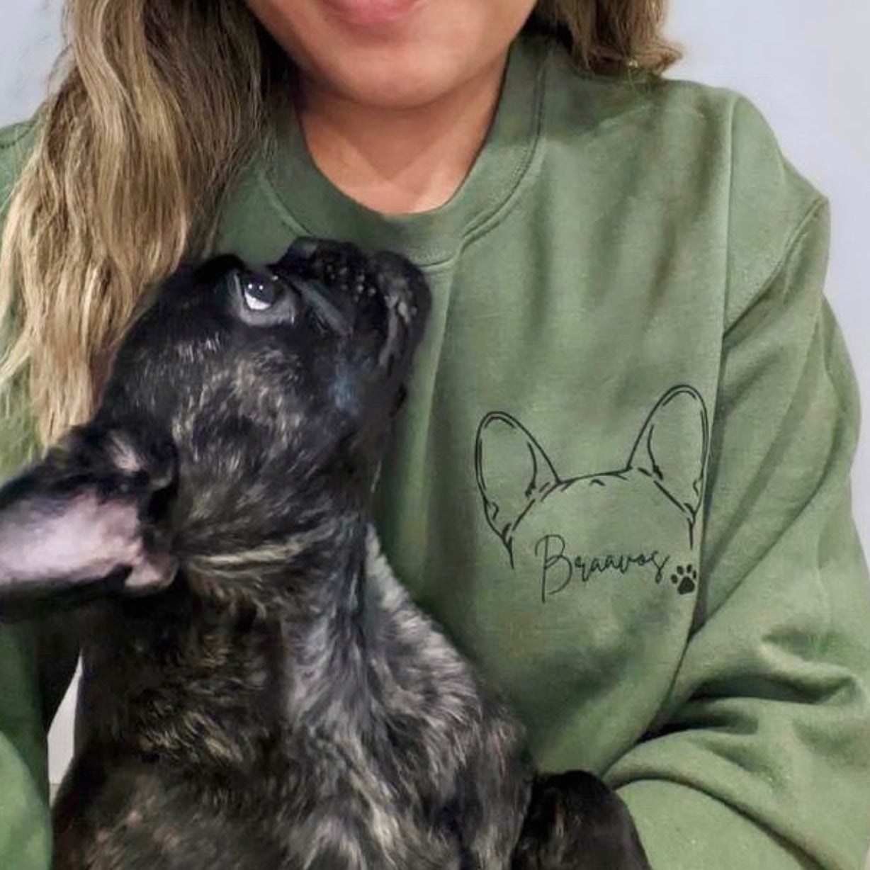 Dog and Cat Ears Outline Crewneck