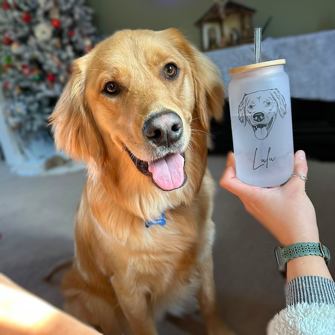 Custom Pet Portrait on Tumbler, Custom Cat Tumbler, Aesthetic Doggo