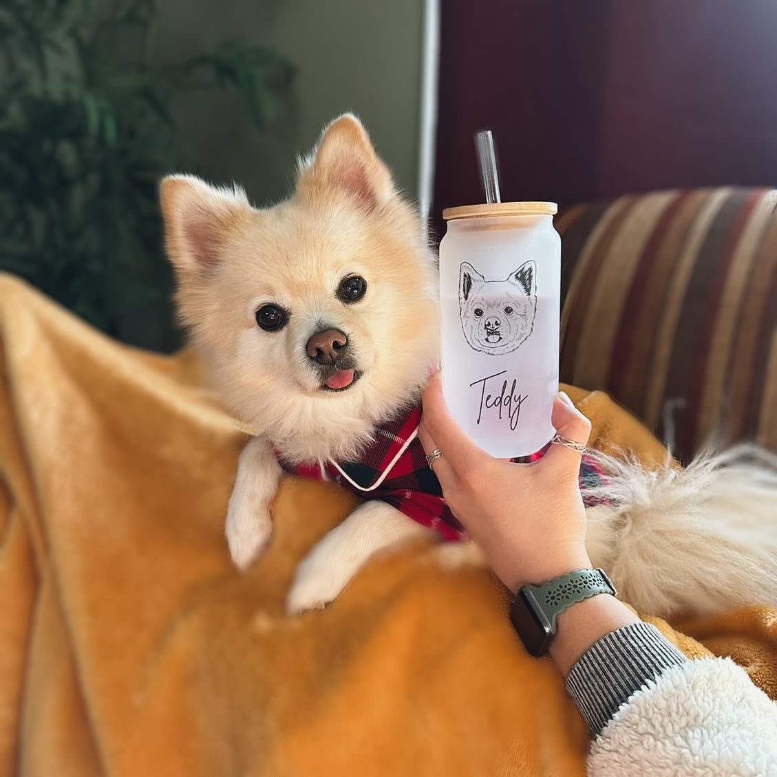 Custom Pet Portrait on Tumbler, Custom Cat Tumbler, Aesthetic Doggo