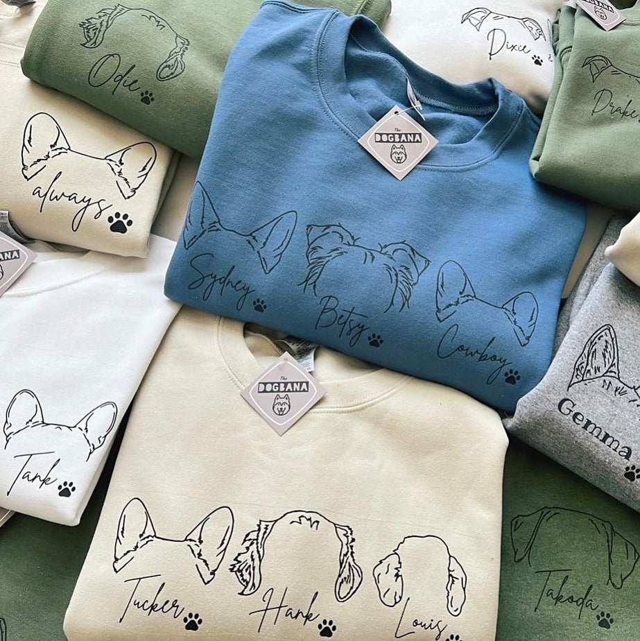 Custom Dog and Cat Ear Outline Crewneck 