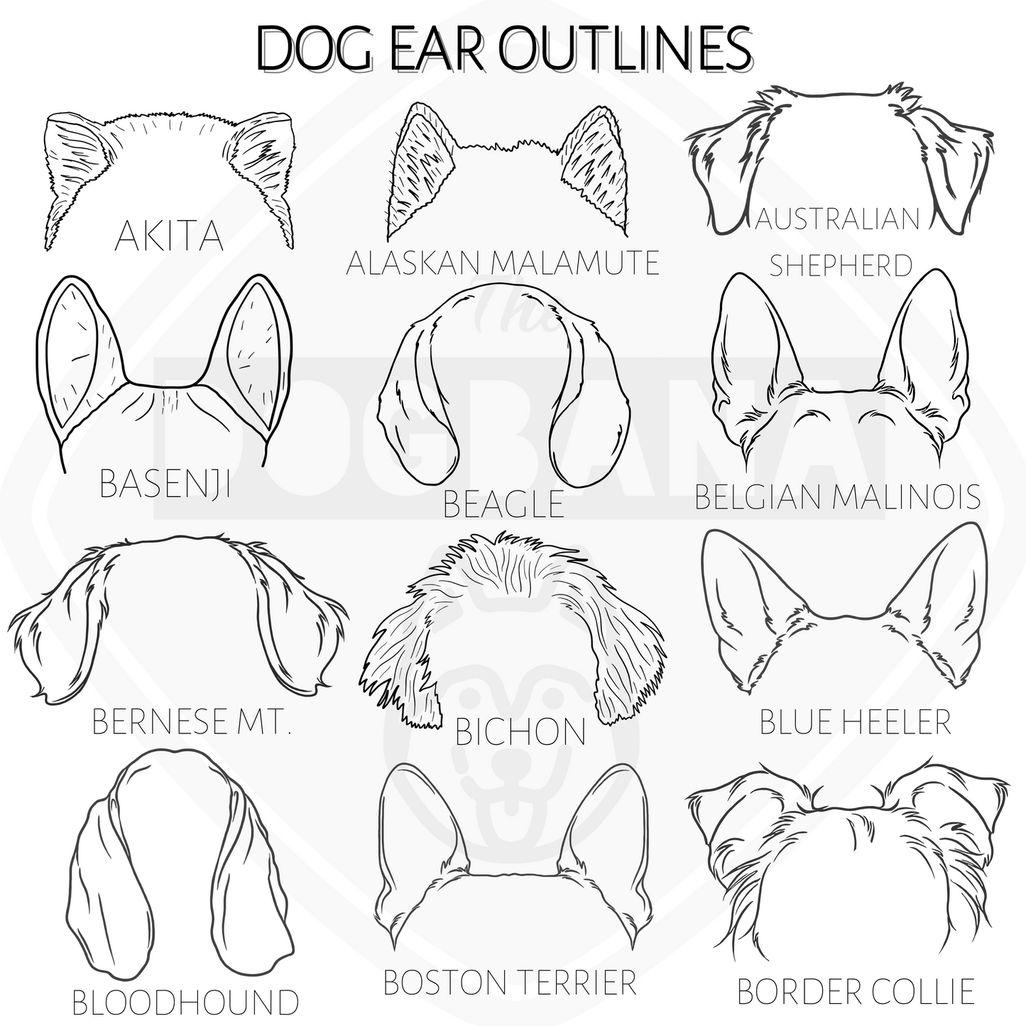 Dog and Cat Ears Outline Crewneck