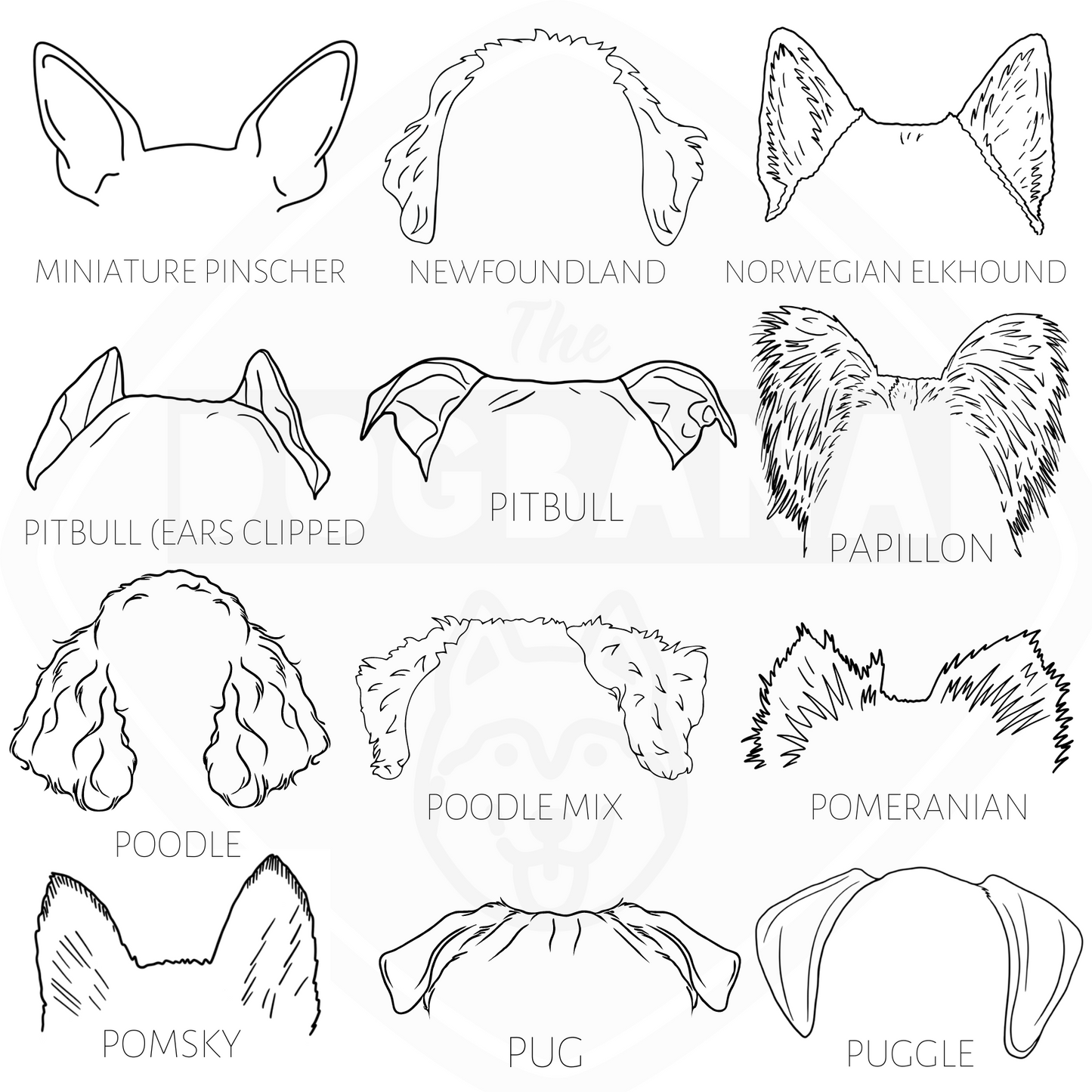 Dog and Cat Ears Outline Crewneck