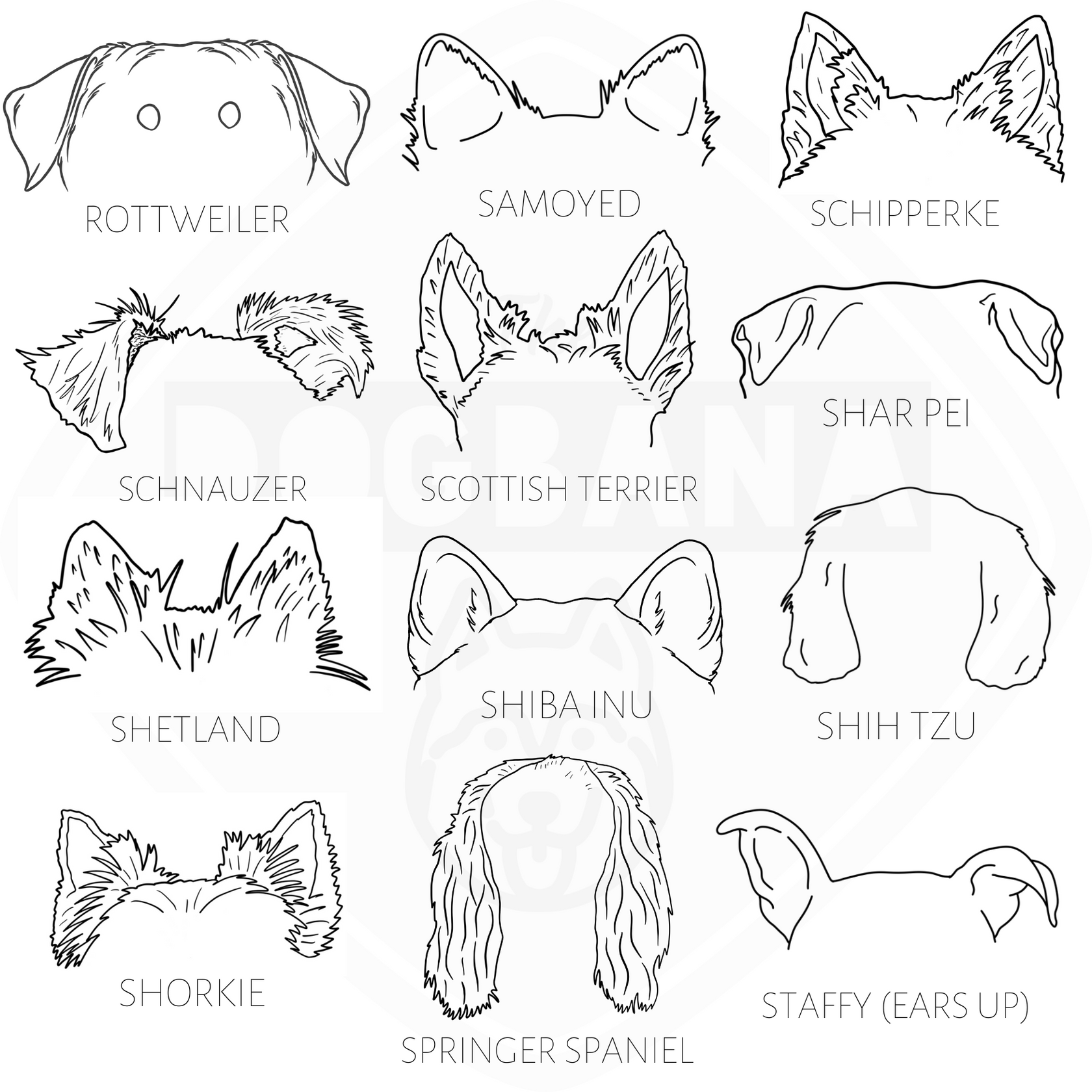 Dog and Cat Ears Outline Crewneck#N# – The Dogbana