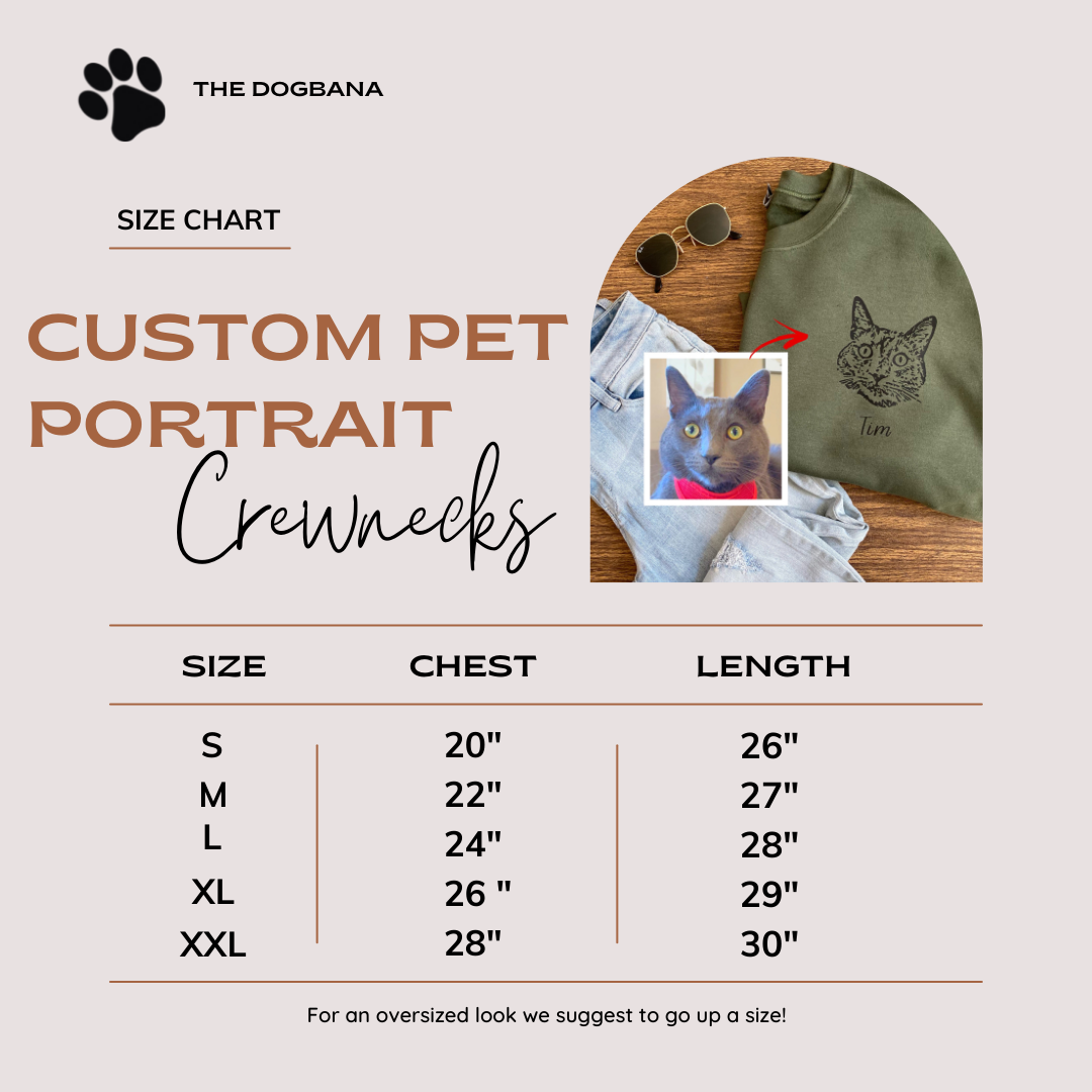 Black Custom Pet Portrait Crewneck
