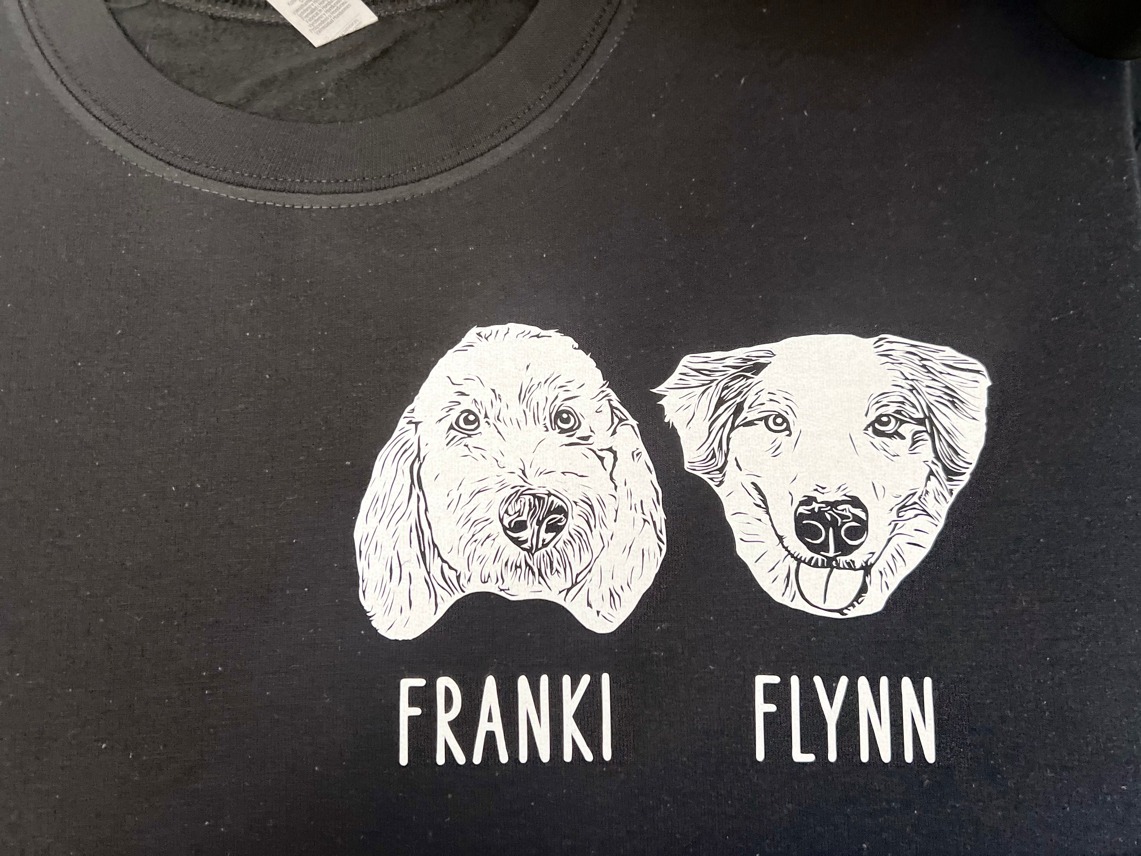 Black Custom Pet Portrait Crewneck