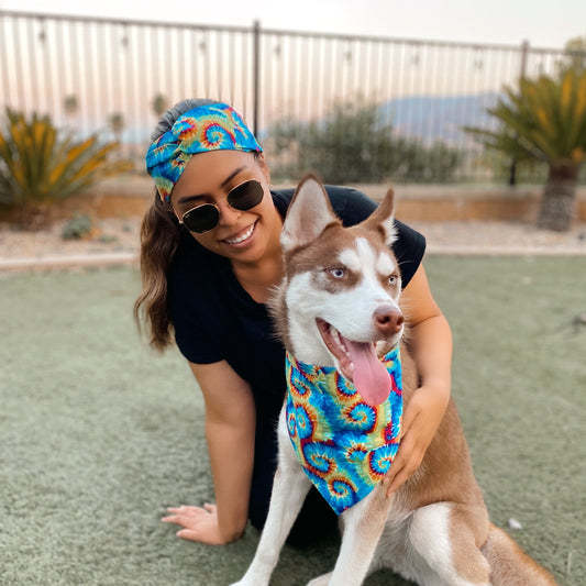 Monogram Hype Bandana // Multicolor (Large) - Fresh Pawz Streetwear For Dogs  - Touch of Modern