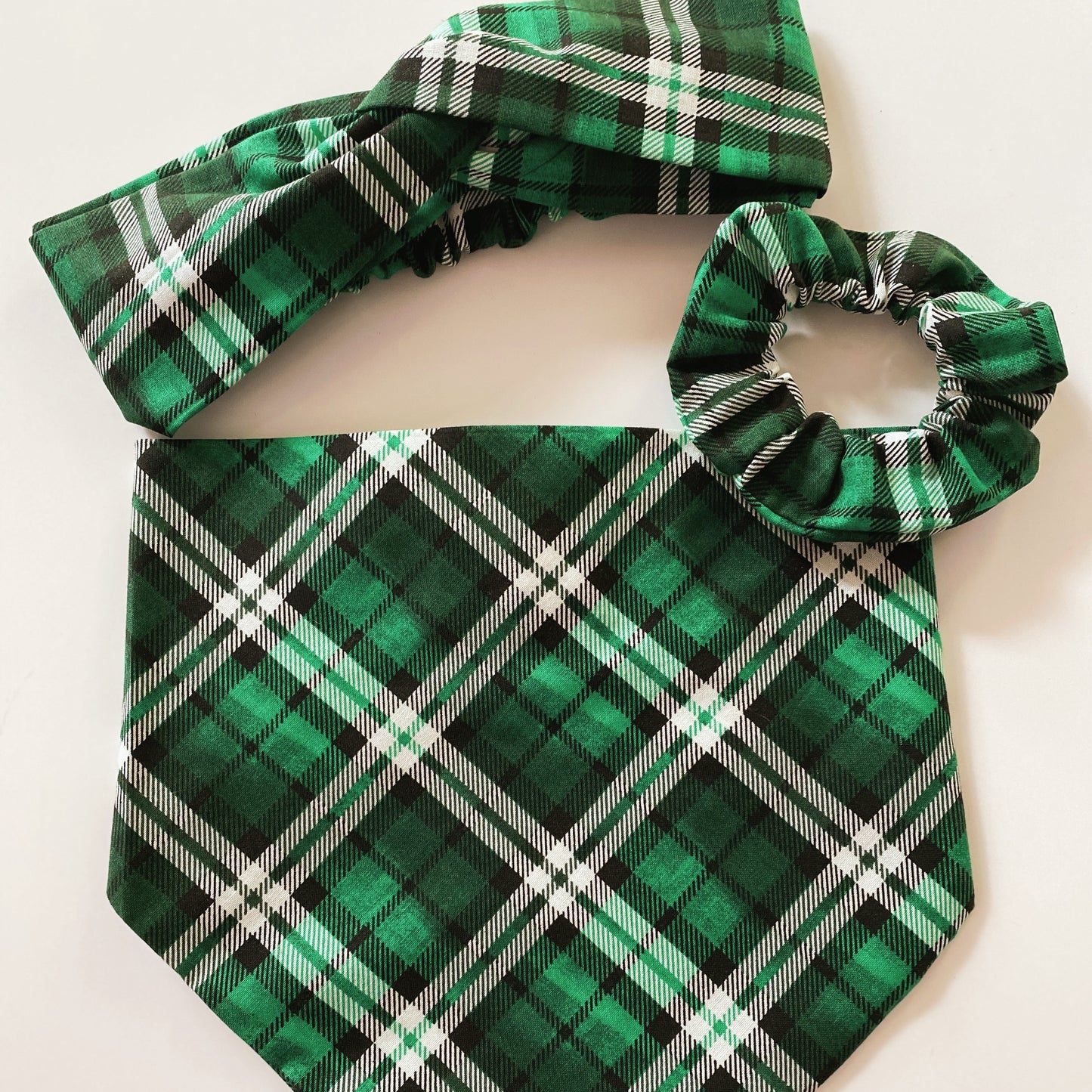 Green Plaid Matching Set - Dogbana 